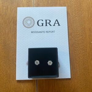 GRA Moissanite 1.0 Ct VVSI 925 Sterling Silver Earrings With Screws